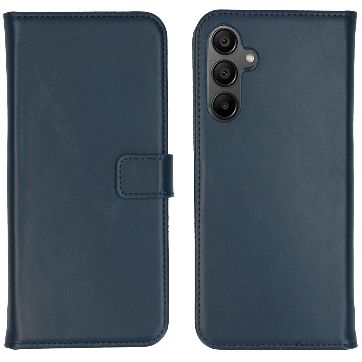 Selencia Echt Leren Bookcase voor de Samsung Galaxy A15 (5G/4G) - Donkerblauw