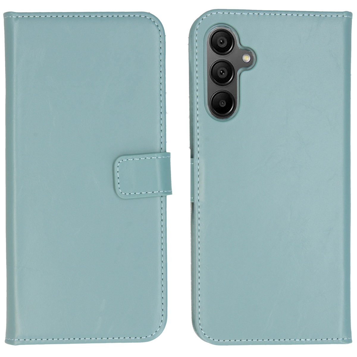Selencia Echt Leren Bookcase voor de Samsung Galaxy A15 (5G/4G) - Air Blue