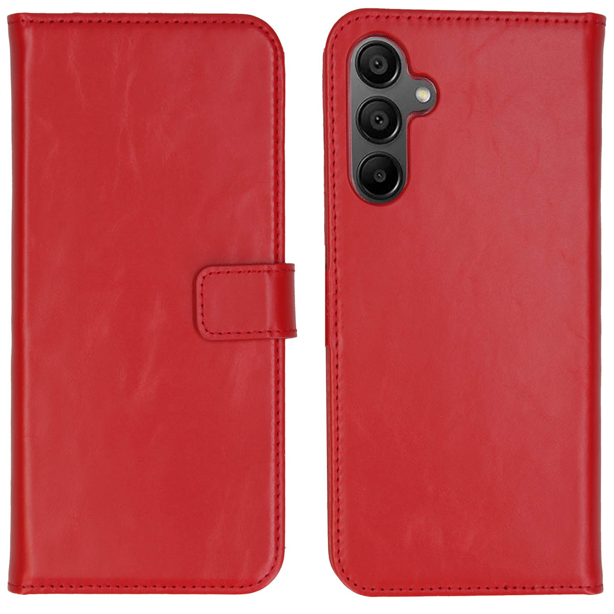 Selencia Echt Leren Bookcase voor de Samsung Galaxy A15 (5G/4G) - Rood