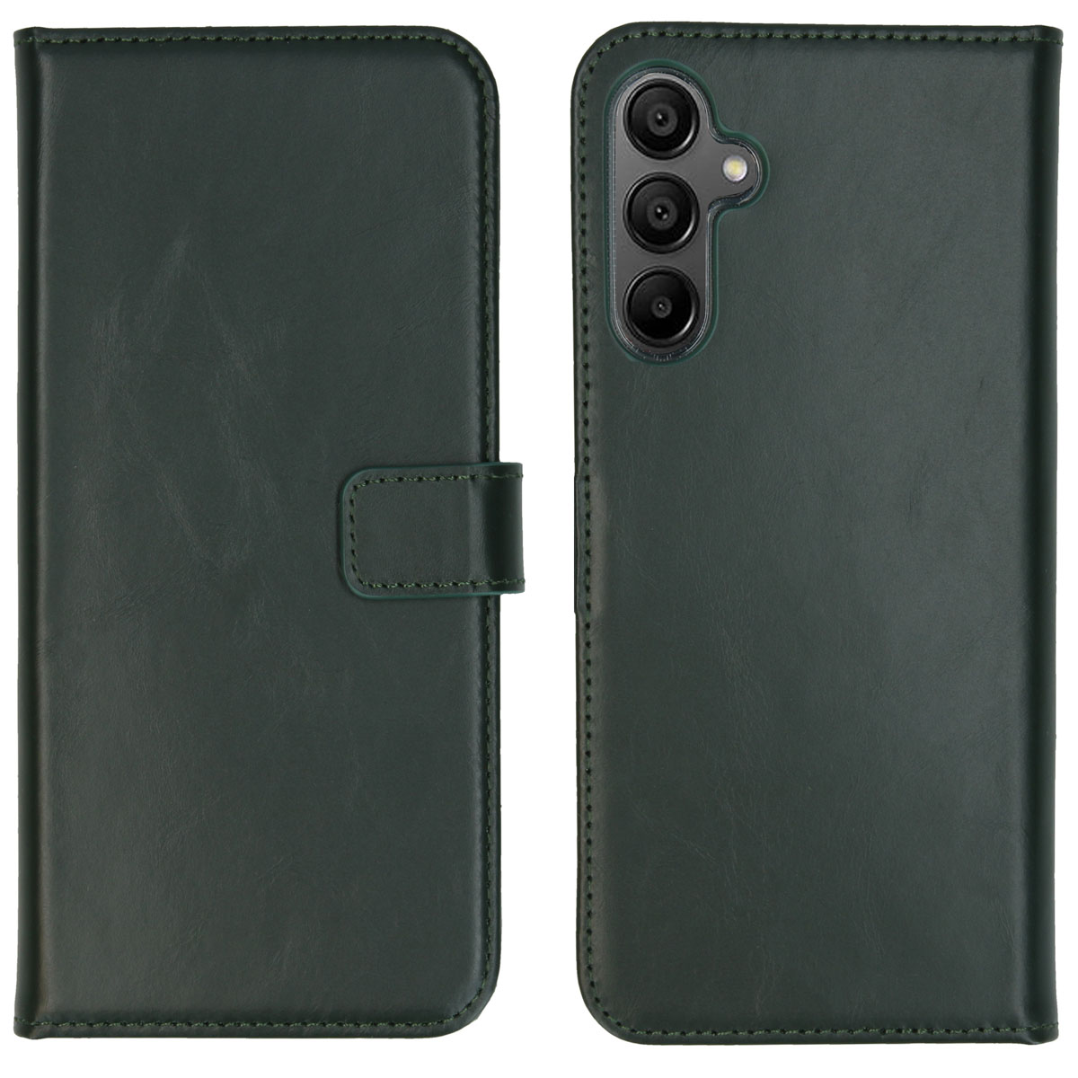 Selencia Echt Leren Bookcase voor de Samsung Galaxy A15 (5G/4G) - Groen