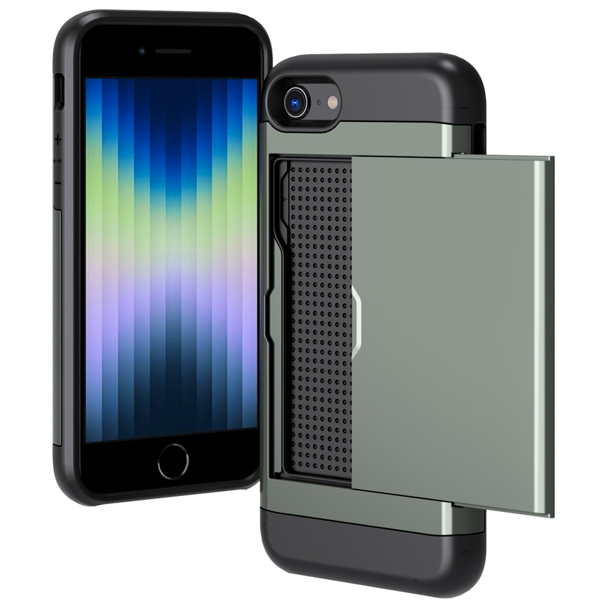 imoshion Coque arrière avec porte-cartes Apple iPhone SE (2022 / 2020) / 8 / 7 - Vert foncé