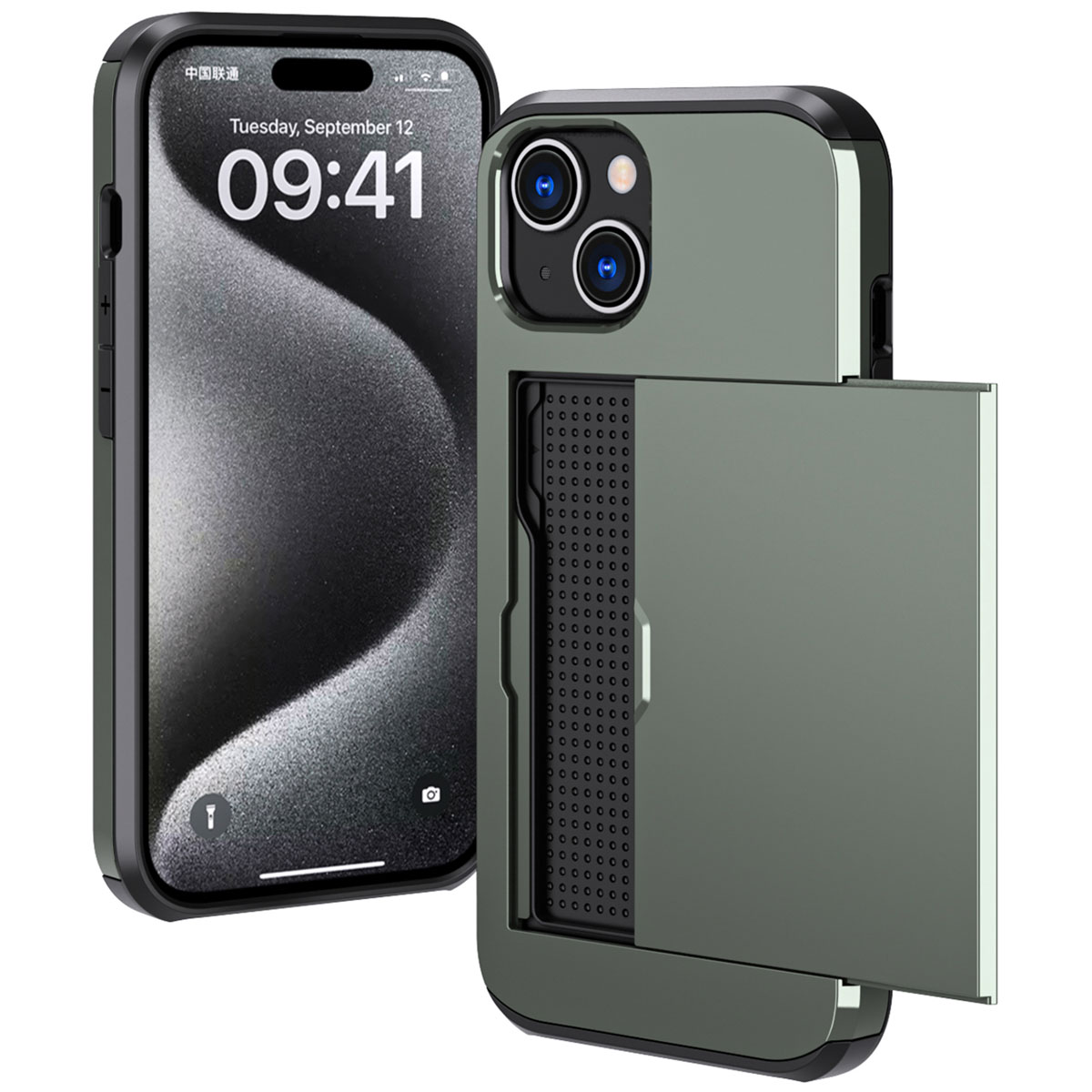 imoshion Coque arrière avec porte-cartes Apple iPhone 15 - Vert foncé
