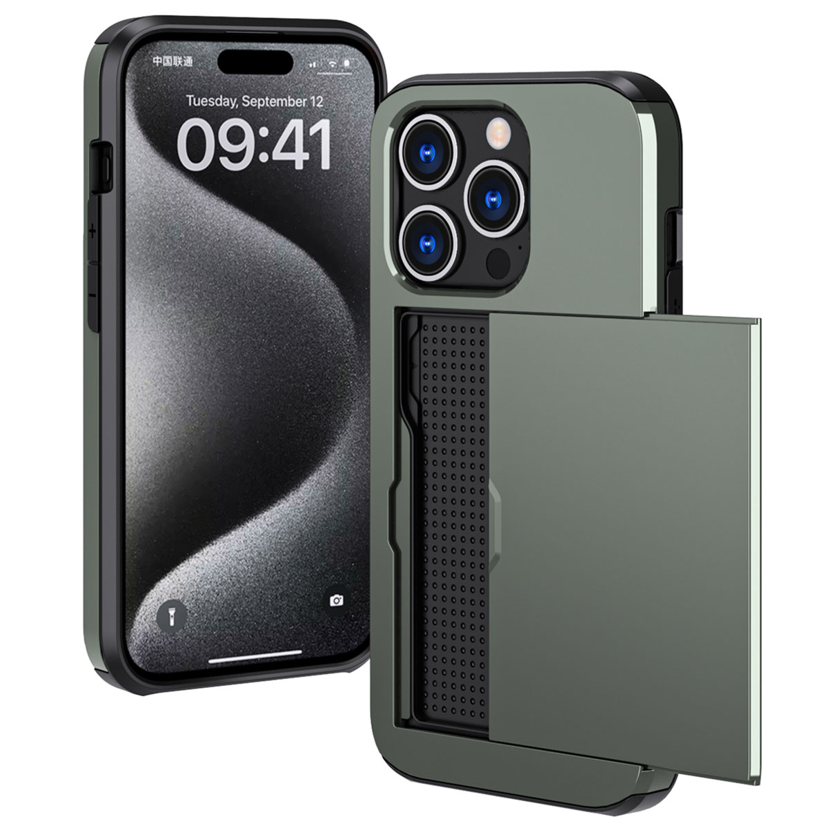 imoshion Backcover met pasjeshouder voor de Apple iPhone 15 Pro - Donkergroen