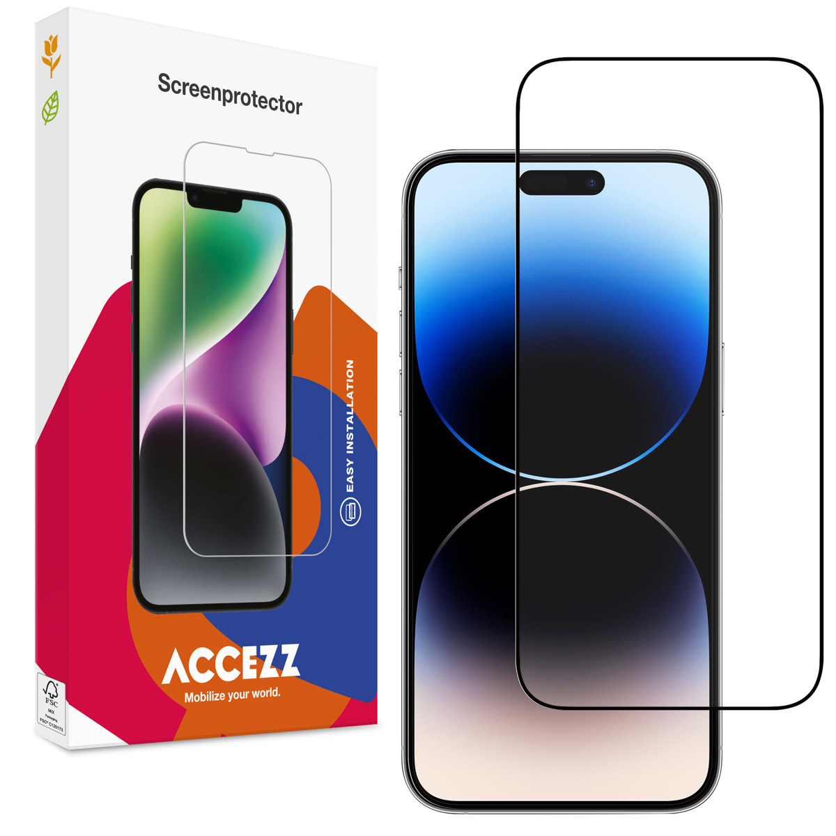 Accezz Gehard Glas Full Cover Screenprotector voor de Apple iPhone 15 Pro