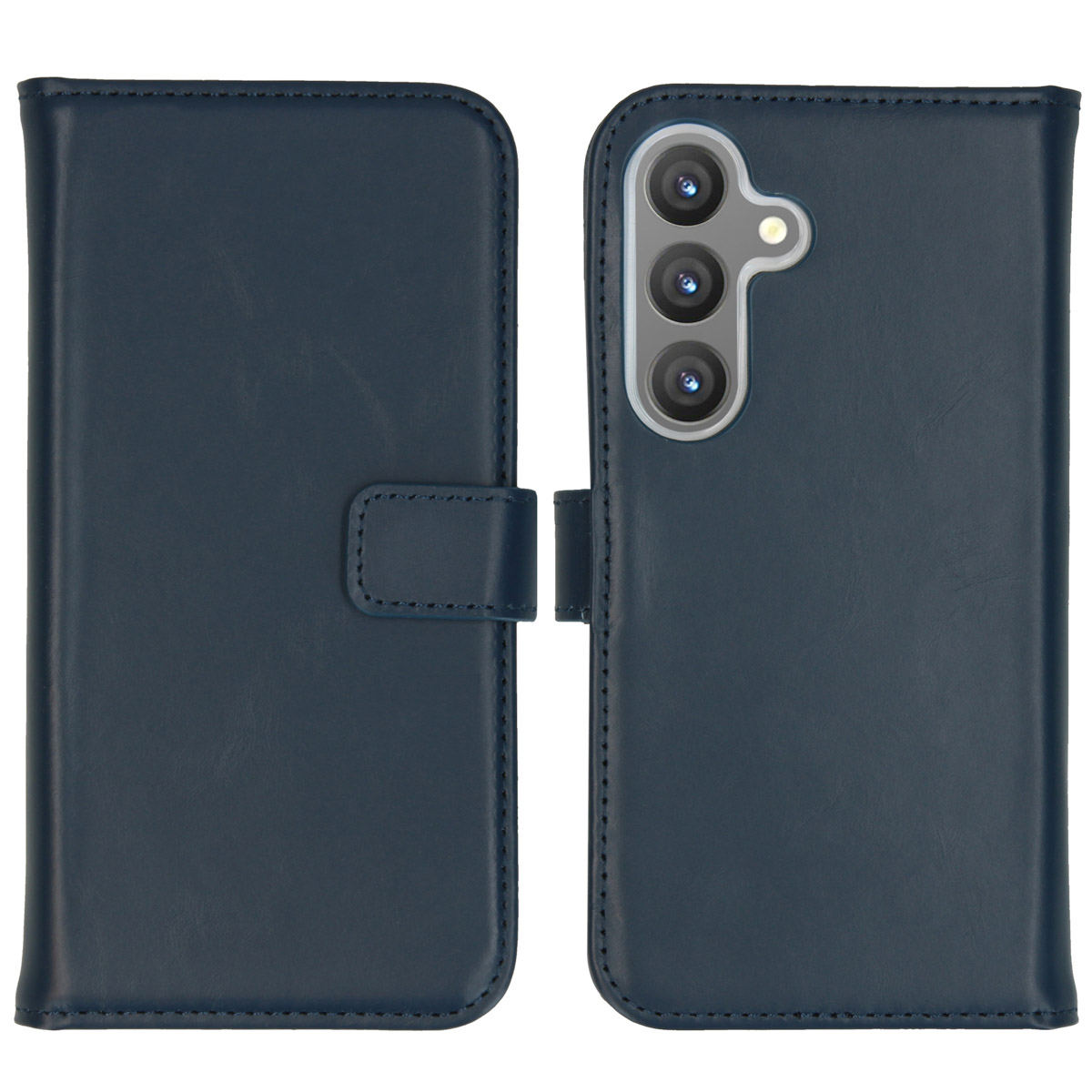 Selencia Echt Leren Bookcase voor de Samsung Galaxy S24 - Donkerblauw