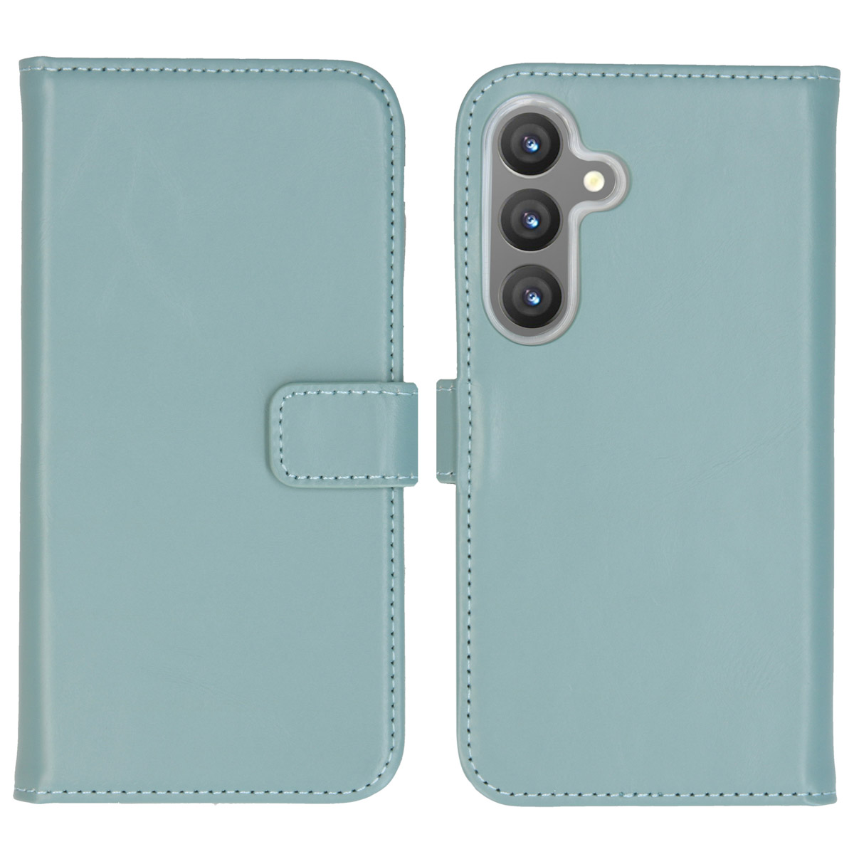 Selencia Echt Leren Bookcase voor de Samsung Galaxy S24 - Air Blue