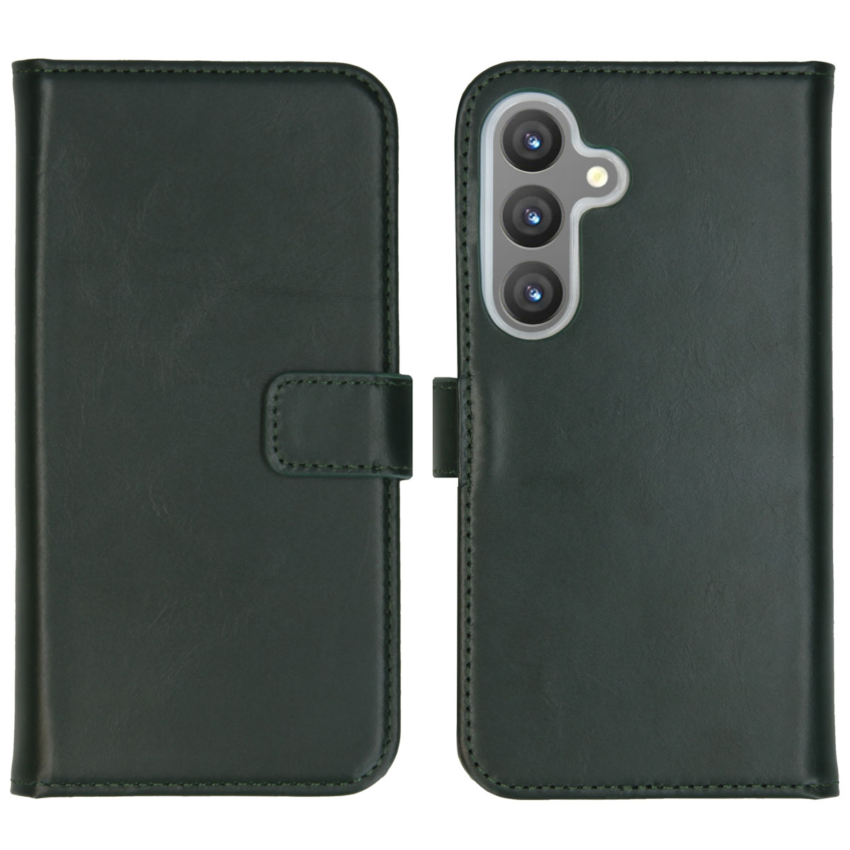 Selencia Echt Leren Bookcase voor de Samsung Galaxy S24 - Groen