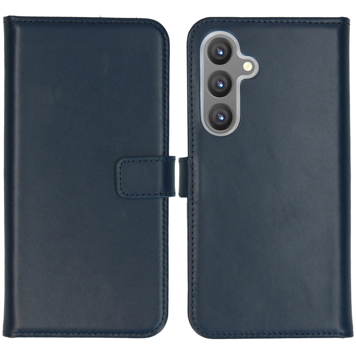 Selencia Echt Leren Bookcase voor de Samsung Galaxy S24 Plus - Donkerblauw