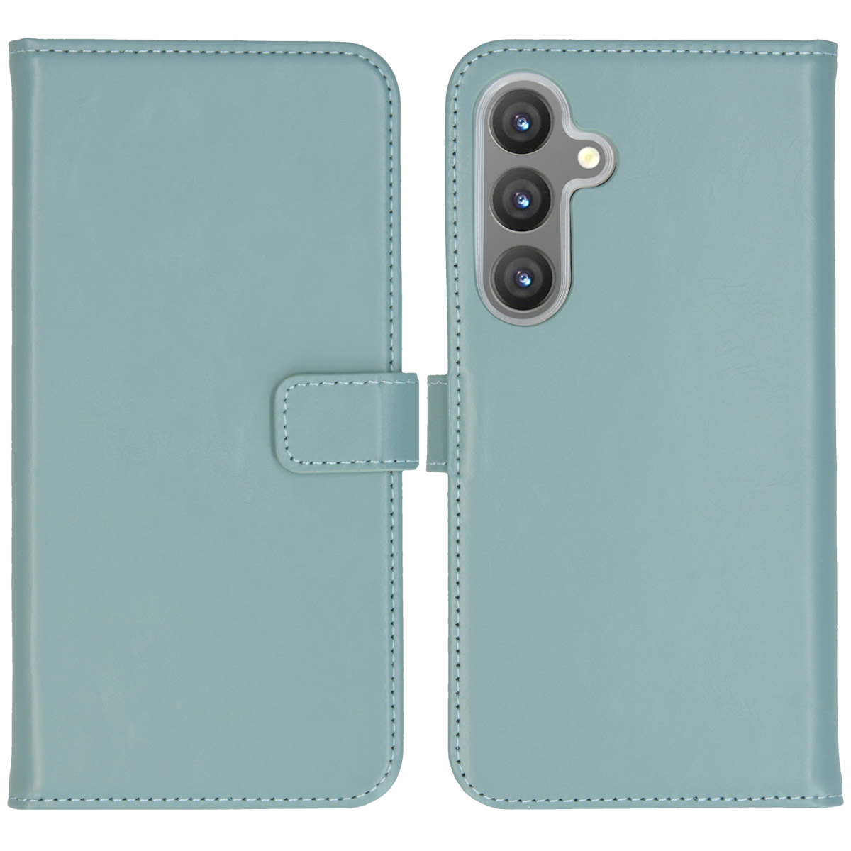 Selencia Echt Leren Bookcase voor de Samsung Galaxy S24 Plus - Air Blue