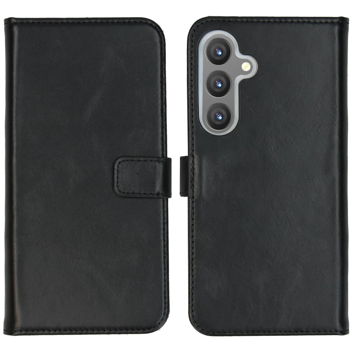Selencia Echt Leren Bookcase voor de Samsung Galaxy S24 Plus - Zwart