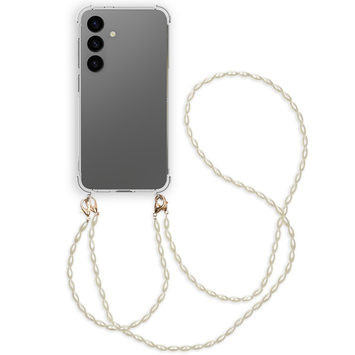 imoshion Coque avec dragonne + bracelet - Perles Samsung Galaxy S24 - Transparent