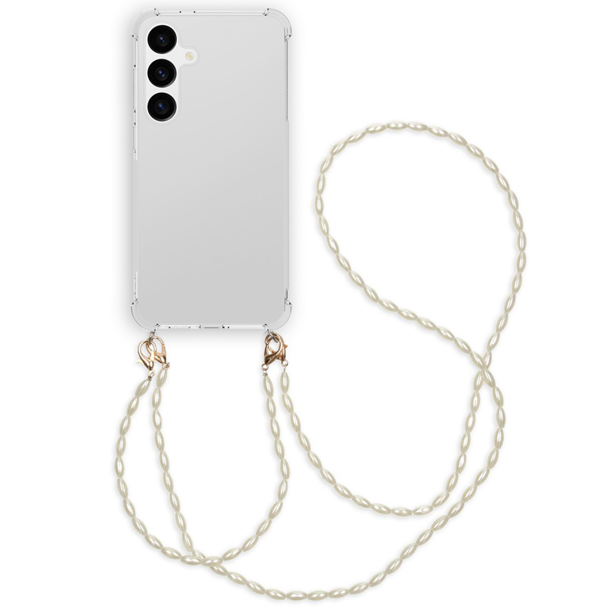 imoshion Coque avec dragonne + bracelet - Perles Samsung Galaxy S24 Plus - Transparent
