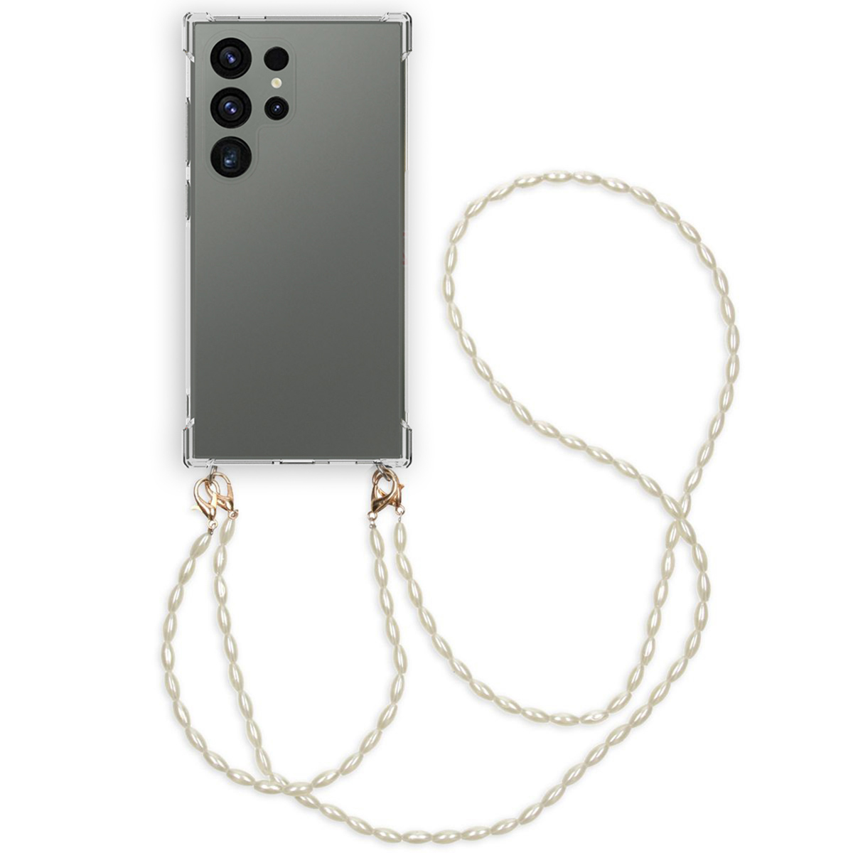 imoshion Coque avec dragonne + bracelet - Perles Samsung Galaxy S24 Ultra - Transparent