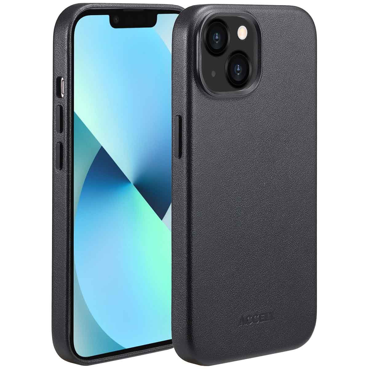Accezz MagSafe Leather Backcover voor de Apple iPhone 13 - Onyx Black