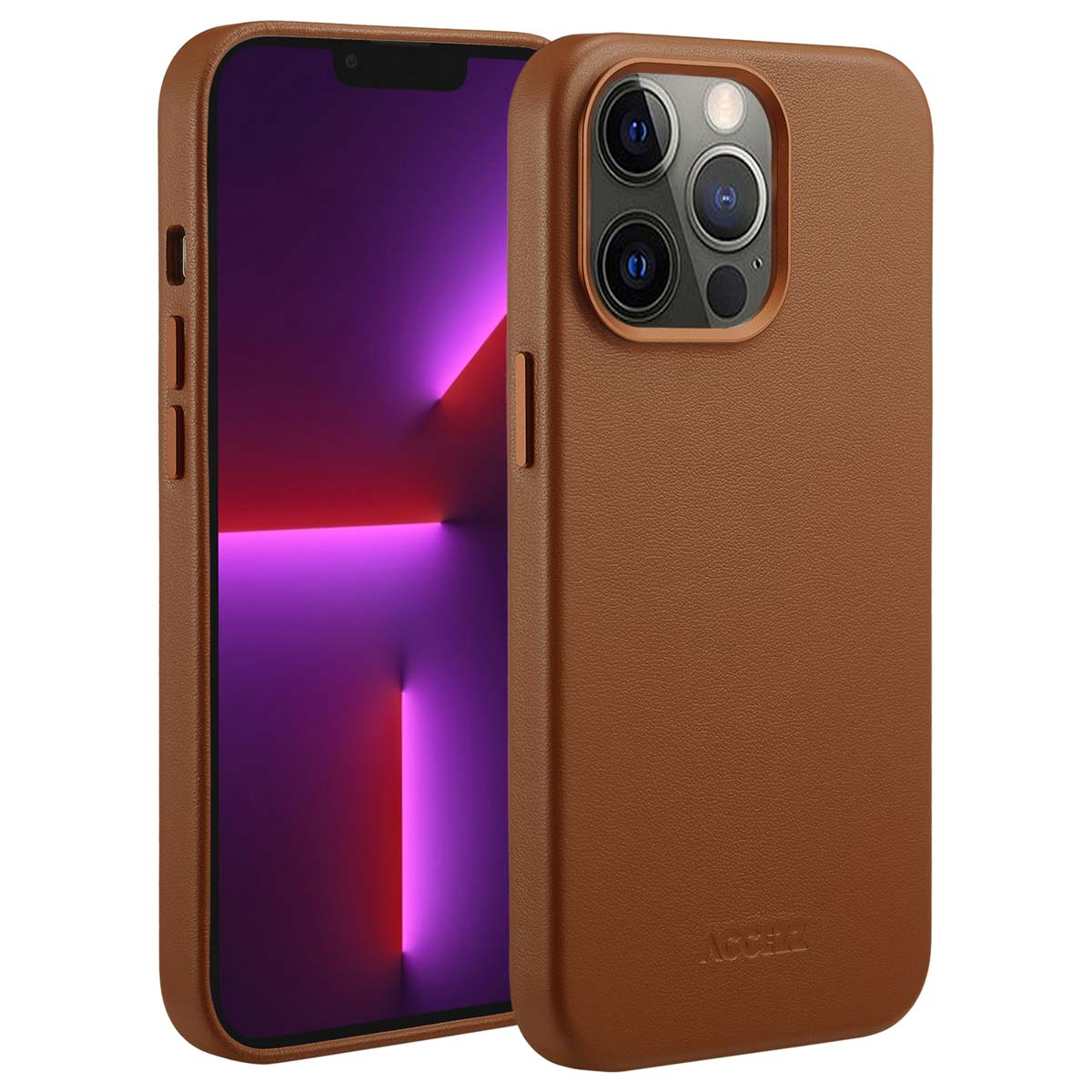 Accezz MagSafe Leather Backcover voor de Apple iPhone 13 Pro - Sienna Brown
