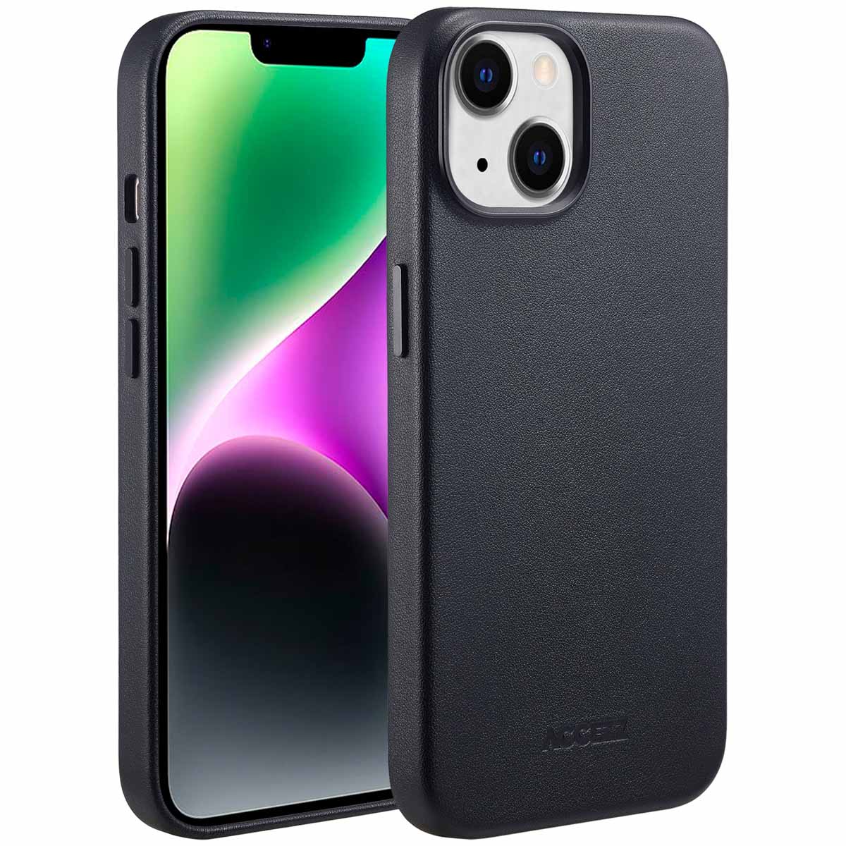 Accezz MagSafe Leather Backcover voor de Apple iPhone 14 - Onyx Black