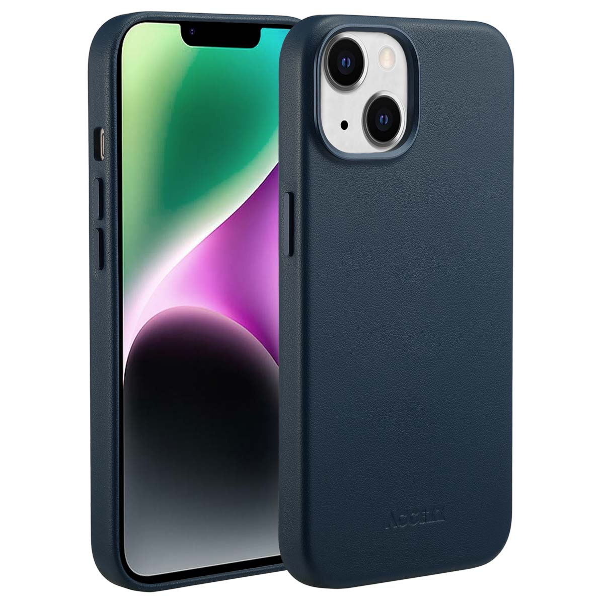 Accezz MagSafe Leather Backcover voor de Apple iPhone 14 - Nightfall Blue