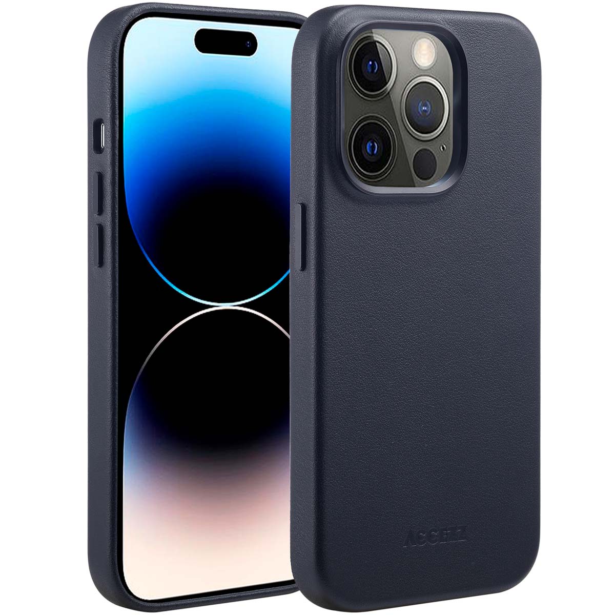 Accezz MagSafe Leather Backcover voor de Apple iPhone 14 Pro - Onyx Black