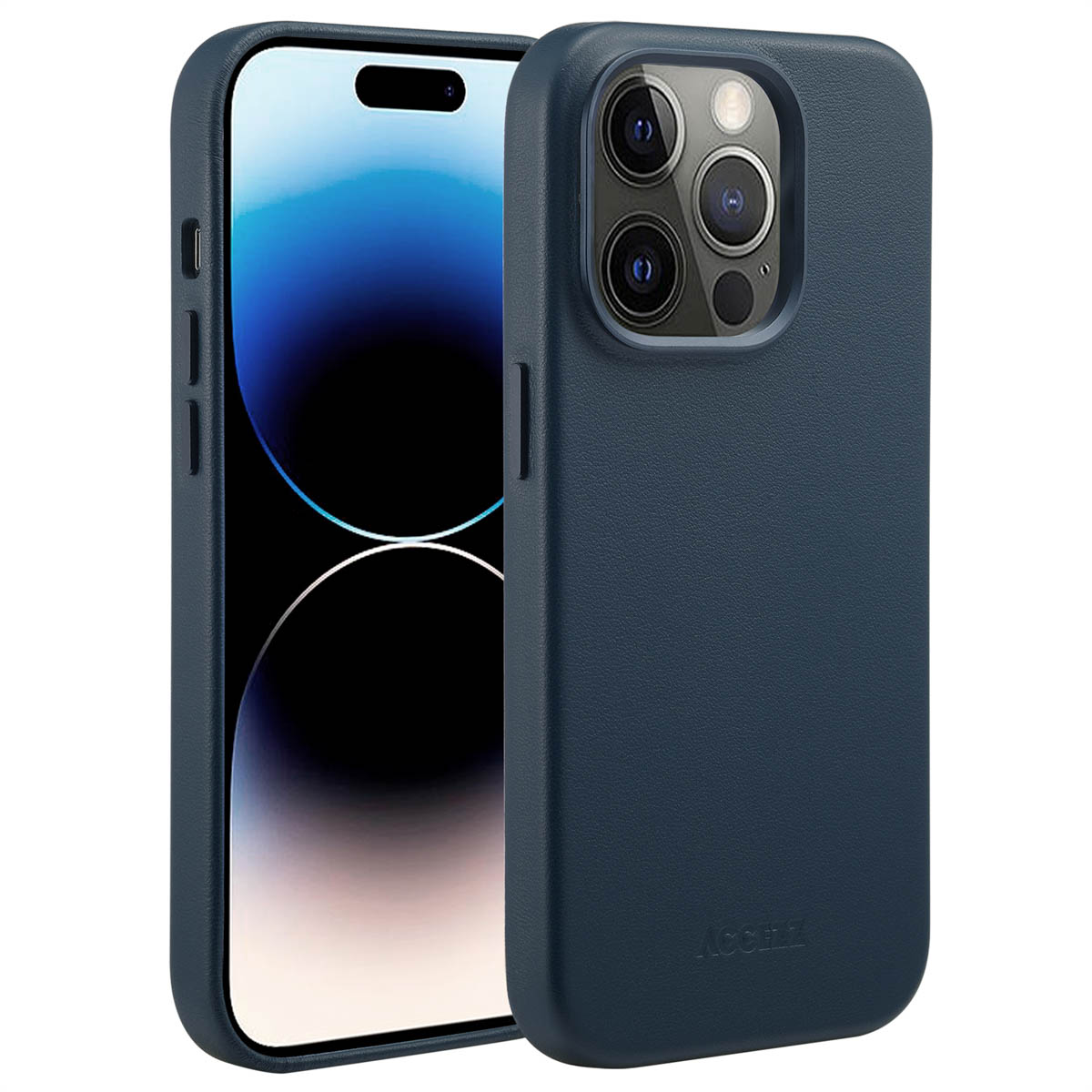 Accezz MagSafe Leather Backcover voor de Apple iPhone 14 Pro - Nightfall Blue