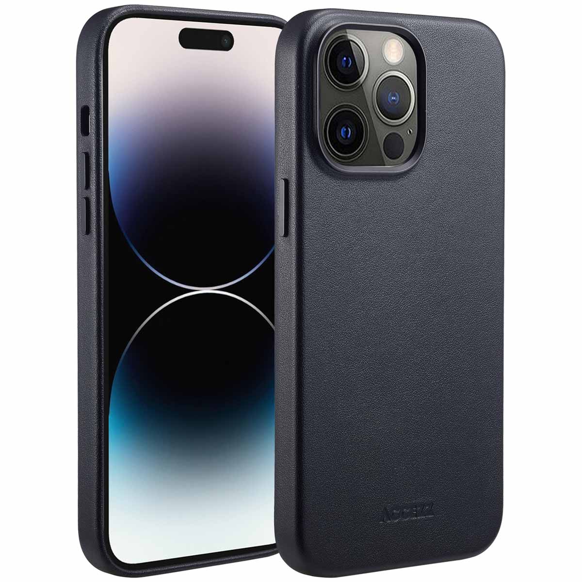 Accezz MagSafe Leather Backcover voor de Apple iPhone 14 Pro Max - Onyx Black