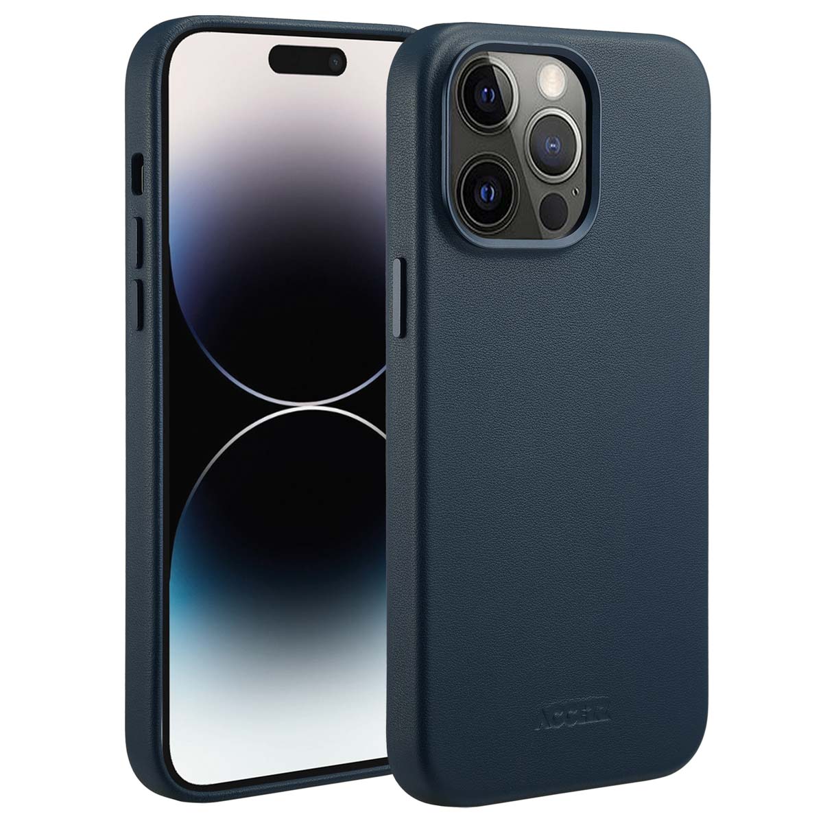 Accezz MagSafe Leather Backcover voor de Apple iPhone 14 Pro Max - Nightfall Blue