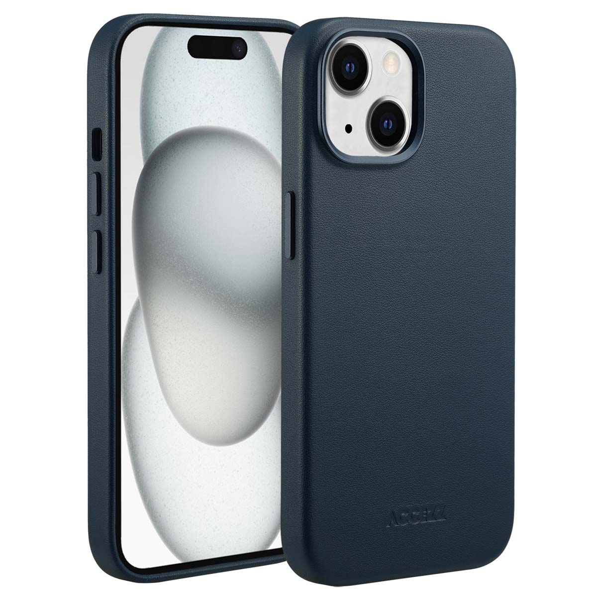 Accezz MagSafe Leather Backcover voor de Apple iPhone 15 - Nightfall Blue