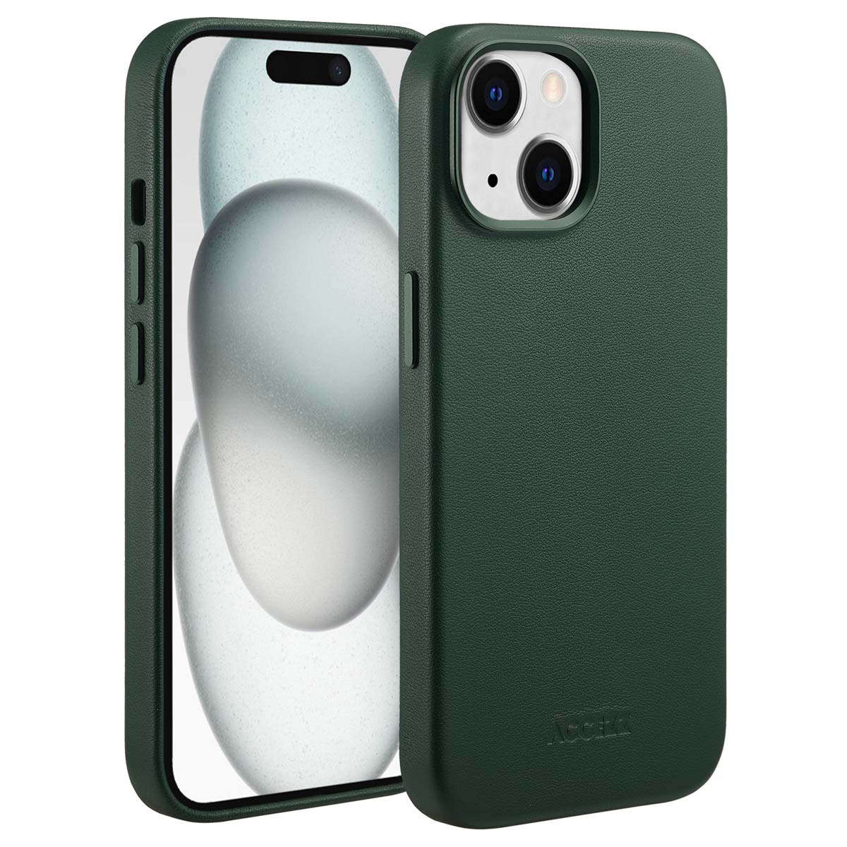 Accezz MagSafe Leather Backcover voor de Apple iPhone 15 - Cedar Green