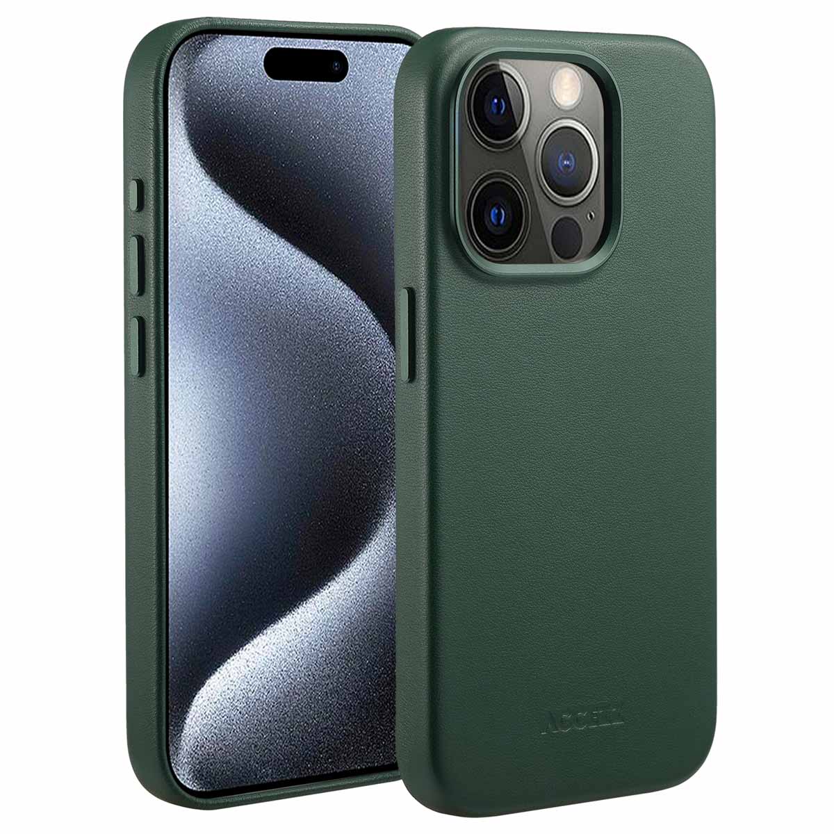 Accezz MagSafe Leather Backcover voor de Apple iPhone 15 Pro - Cedar Green