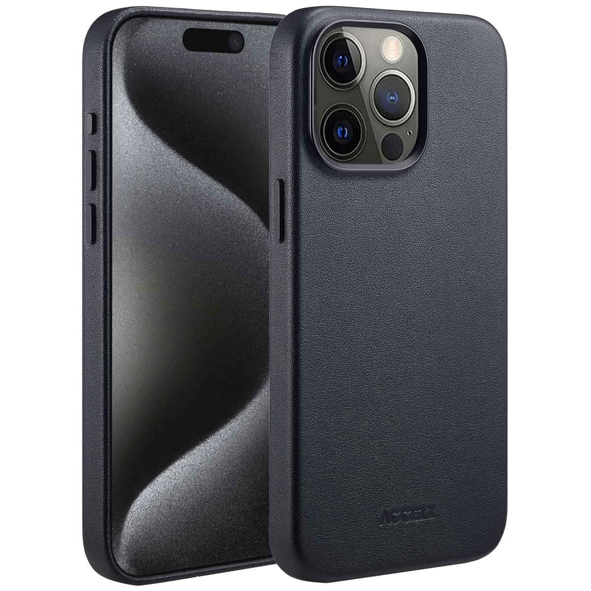 Accezz MagSafe Leather Backcover voor de Apple iPhone 15 Pro Max - Onyx Black