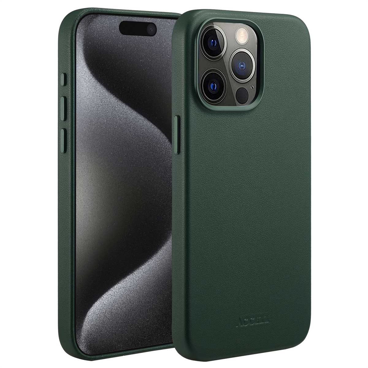 Accezz MagSafe Leather Backcover voor de Apple iPhone 15 Pro Max - Cedar Green