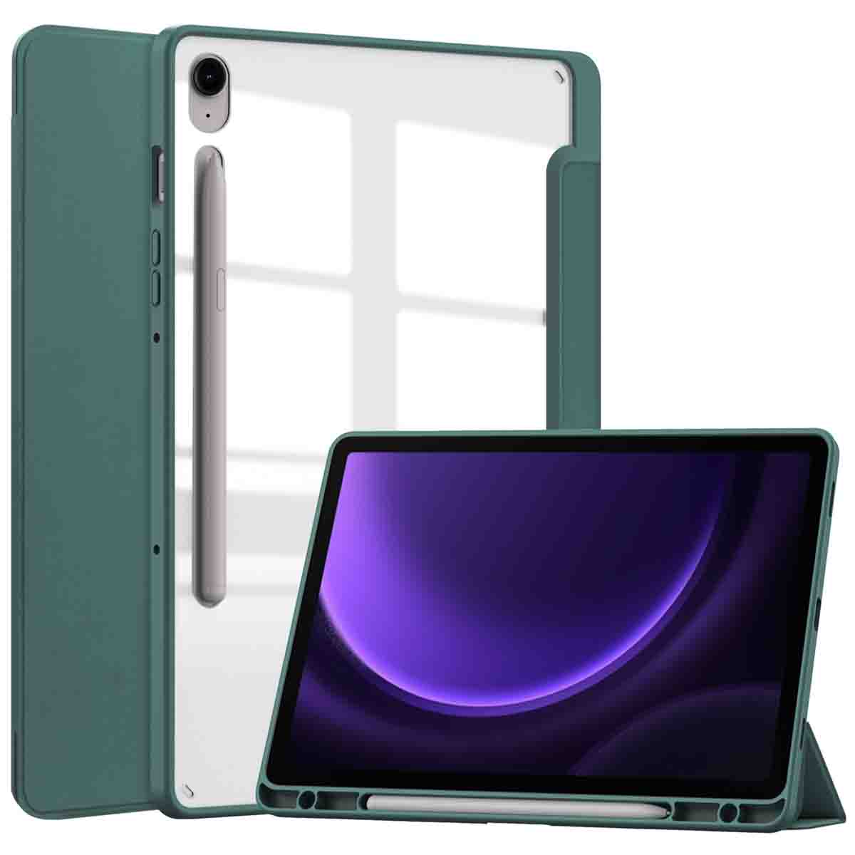 imoshion Coque tablette rigide Trifold Samsung Galaxy Tab S9 11.0 pouces / Tab S10 FE / S9 FE 10.9 pouces - Vert