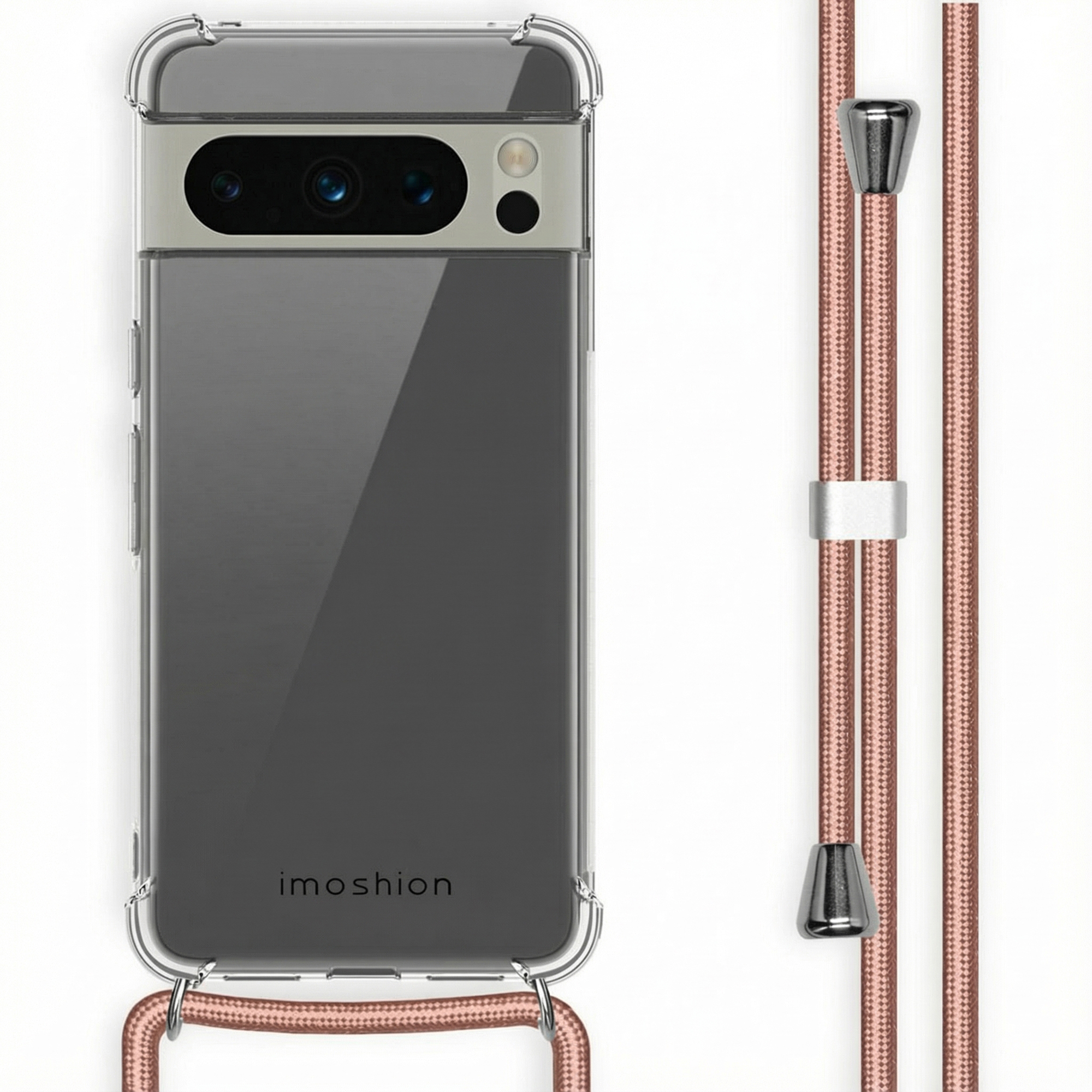 imoshion Coque arrière Transparente avec cordon Google Pixel 8 Pro - Rose Doré