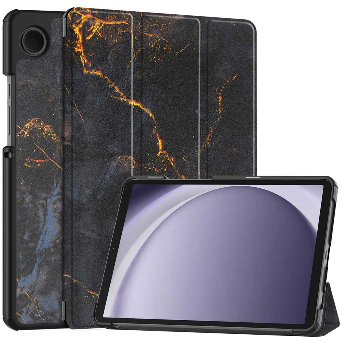 imoshion Design Trifold Bookcase voor de Samsung Galaxy Tab A11 / A9 8.7 inch - Black Marble