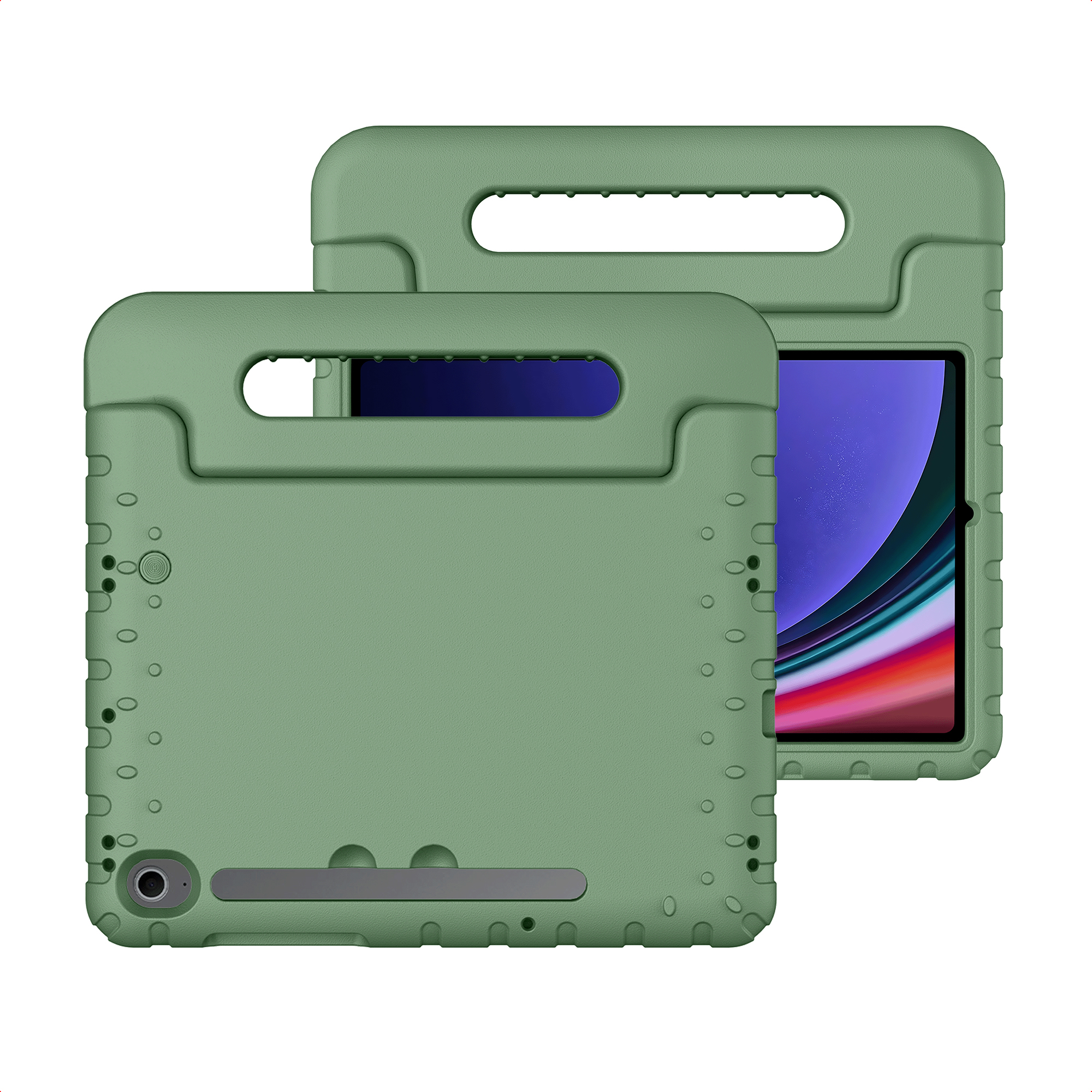 imoshion Kidsproof Backcover met handvat voor de Samsung Galaxy Tab S11 / S9 11.0 inch / S10 Lite / S10 FE / S9 FE 10.9 inch - Olive Green