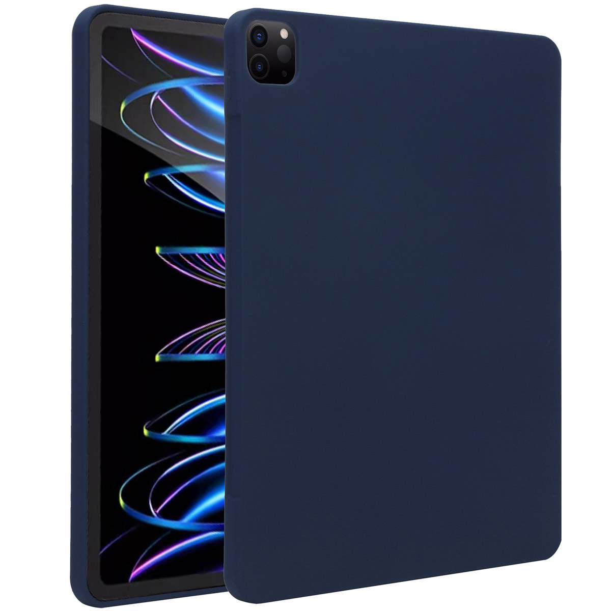 Accezz Liquid Silicone Backcover met penhouder voor de Apple iPad Pro 12.9 (2022) / Pro 12.9 (2021) / Pro 12.9 (2020) - Donkerblauw