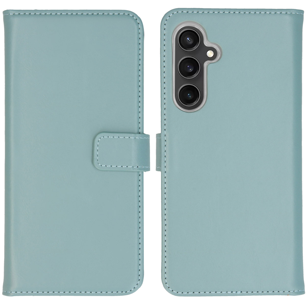 Selencia Echt Leren Bookcase voor de Samsung Galaxy S23 FE - Air Blue