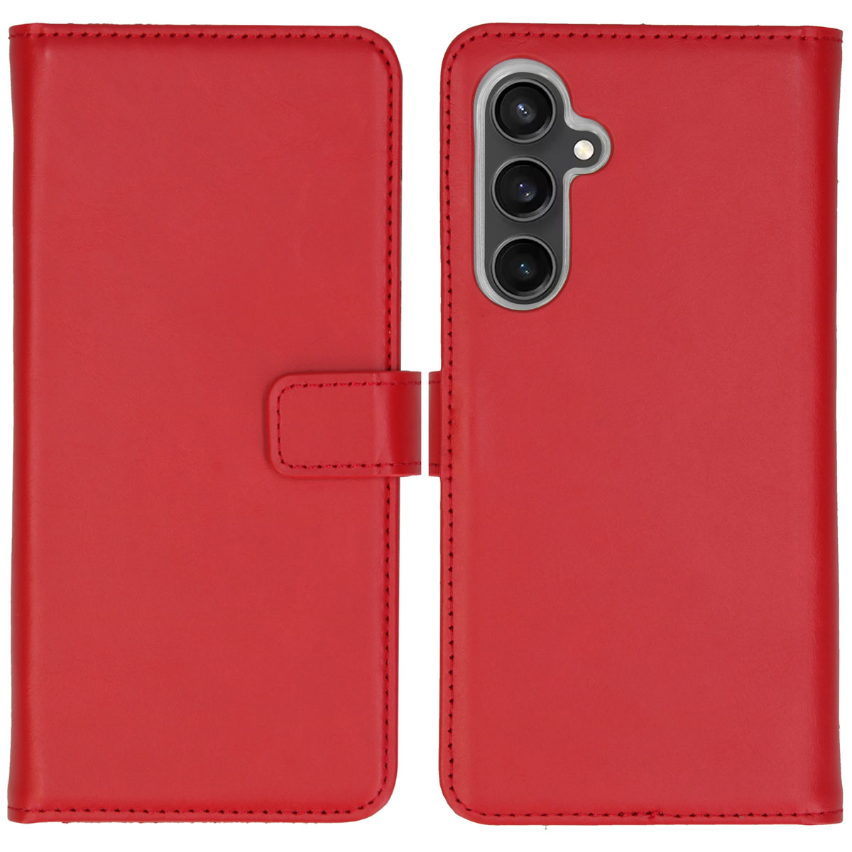 Selencia Echt Leren Bookcase voor de Samsung Galaxy S23 FE - Rood