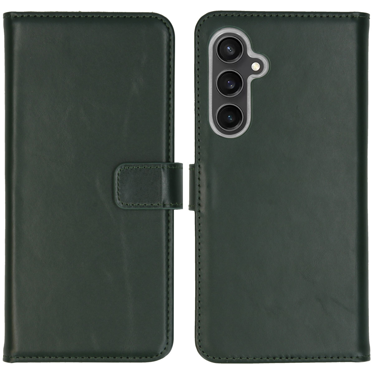 Selencia Echt Leren Bookcase voor de Samsung Galaxy S23 FE - Groen
