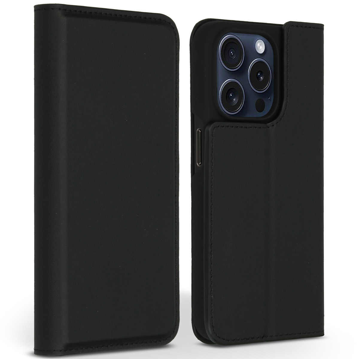 Accezz Premium Leather Slim Bookcase voor de Apple iPhone 15 Pro - Zwart