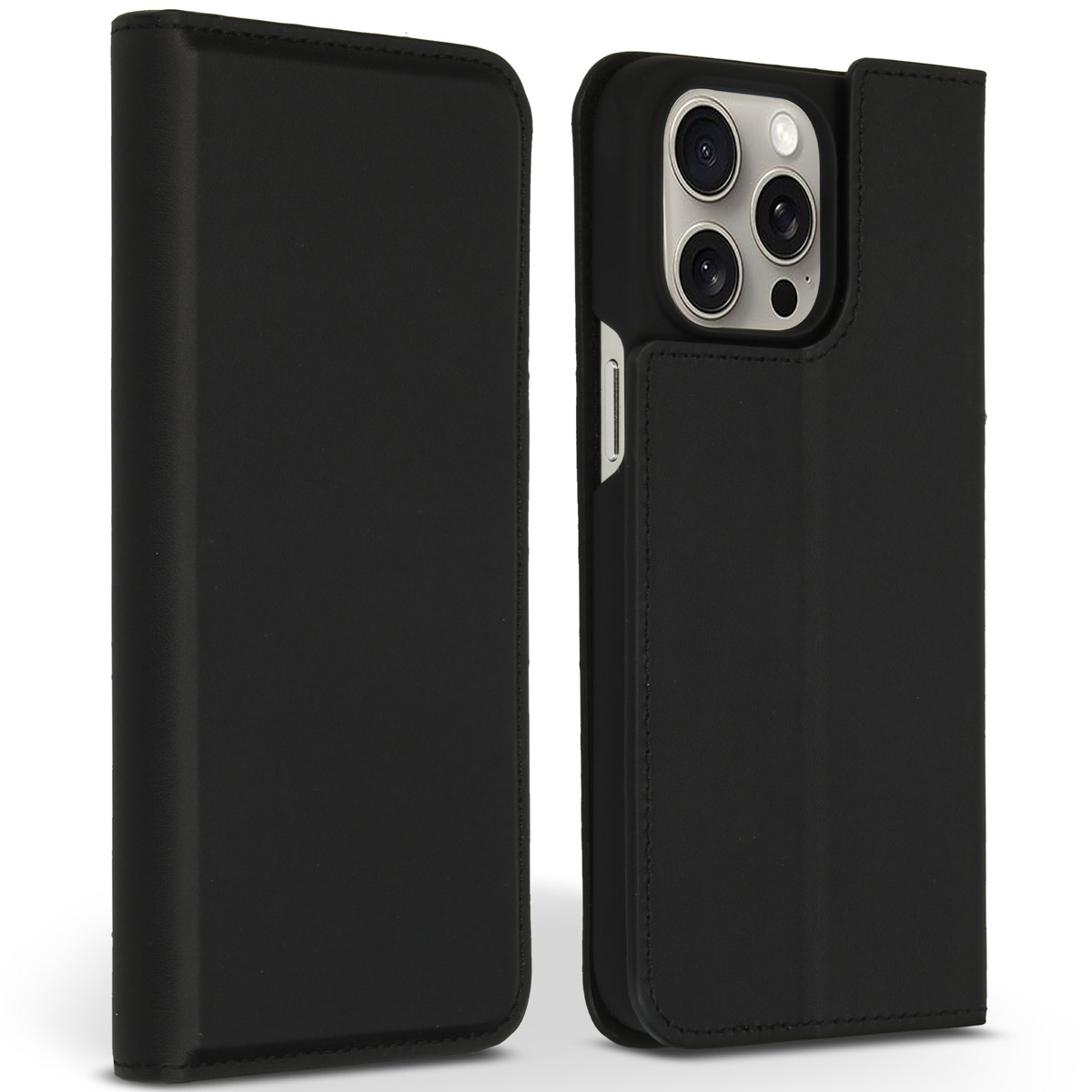 Accezz Premium Leather Slim Bookcase voor de Apple iPhone 15 Pro Max - Zwart