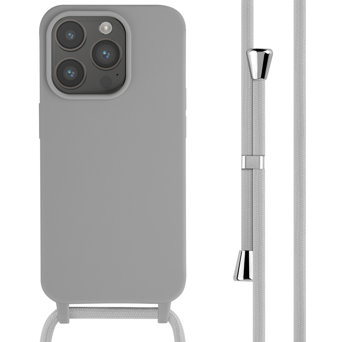 imoshion Siliconen hoesje met koord voor de Apple iPhone 15 Pro - Lichtgrijs