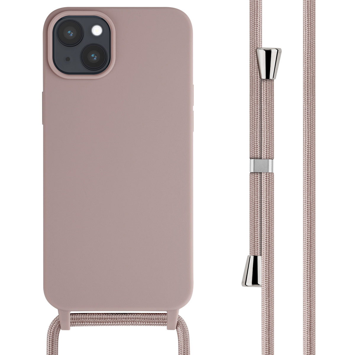 imoshion Siliconen hoesje met koord voor de Apple iPhone 15 Plus - Sand Pink