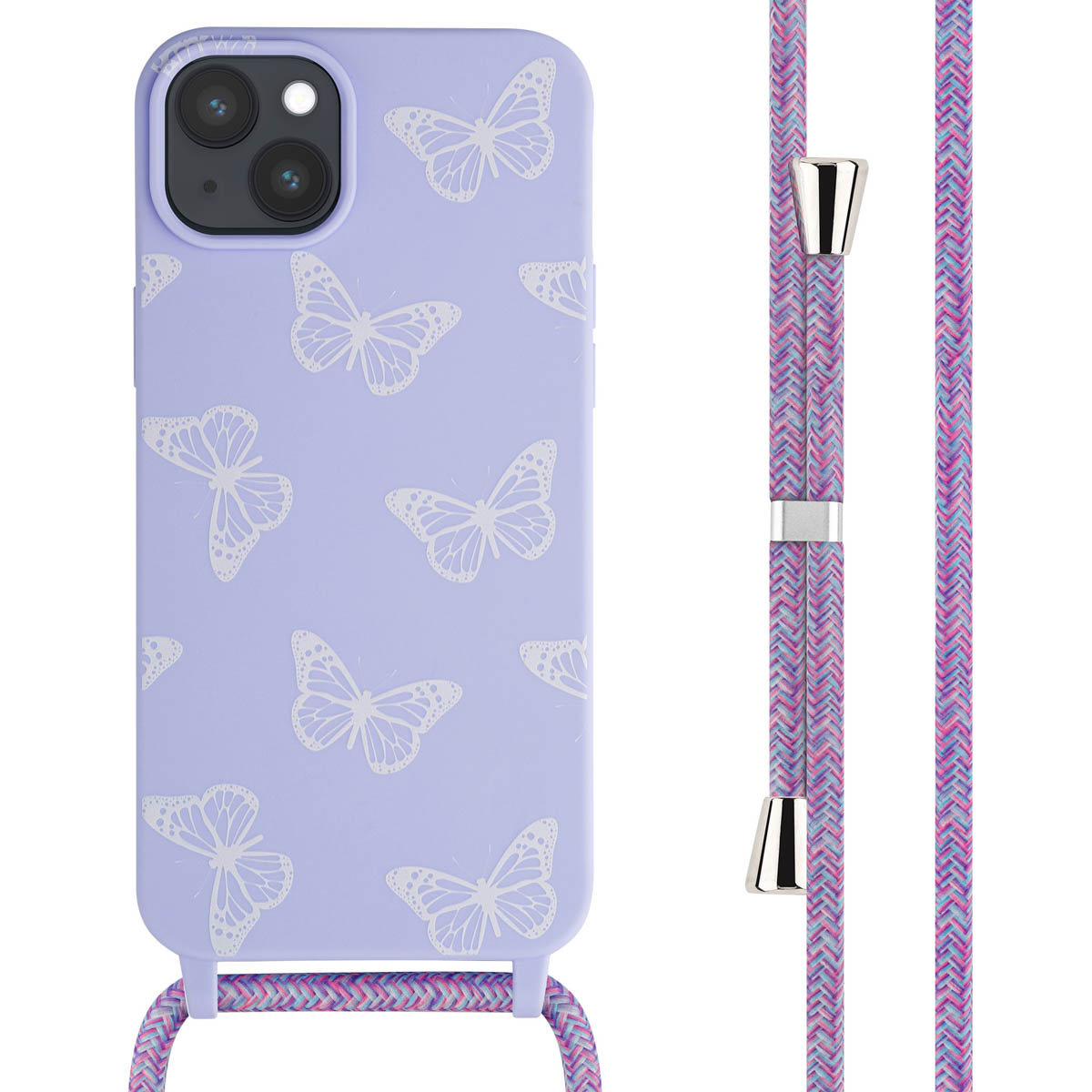 imoshion Coque design en silicone avec cordon Apple iPhone 15 Plus - Butterfly