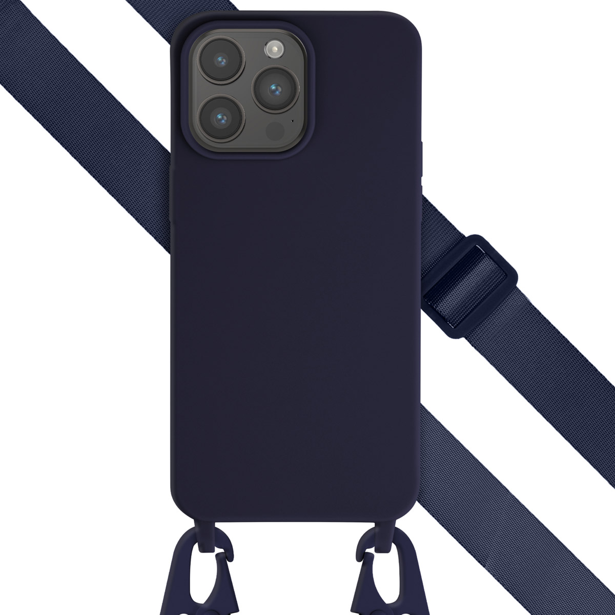 Selencia Coque silicone avec cordon amovible Apple iPhone 15 Pro Max - Bleu foncé