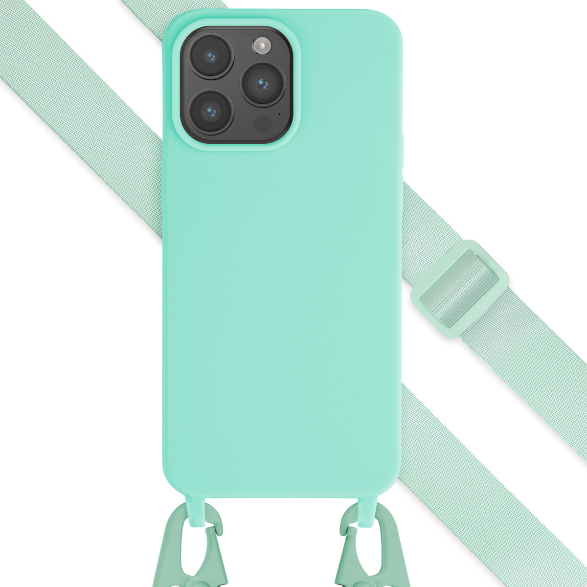 Selencia Coque silicone avec cordon amovible Apple iPhone 15 Pro Max - Turquoise