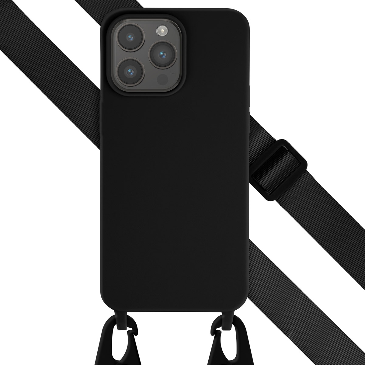 Selencia Coque silicone avec cordon amovible Apple iPhone 15 Pro Max - Noir