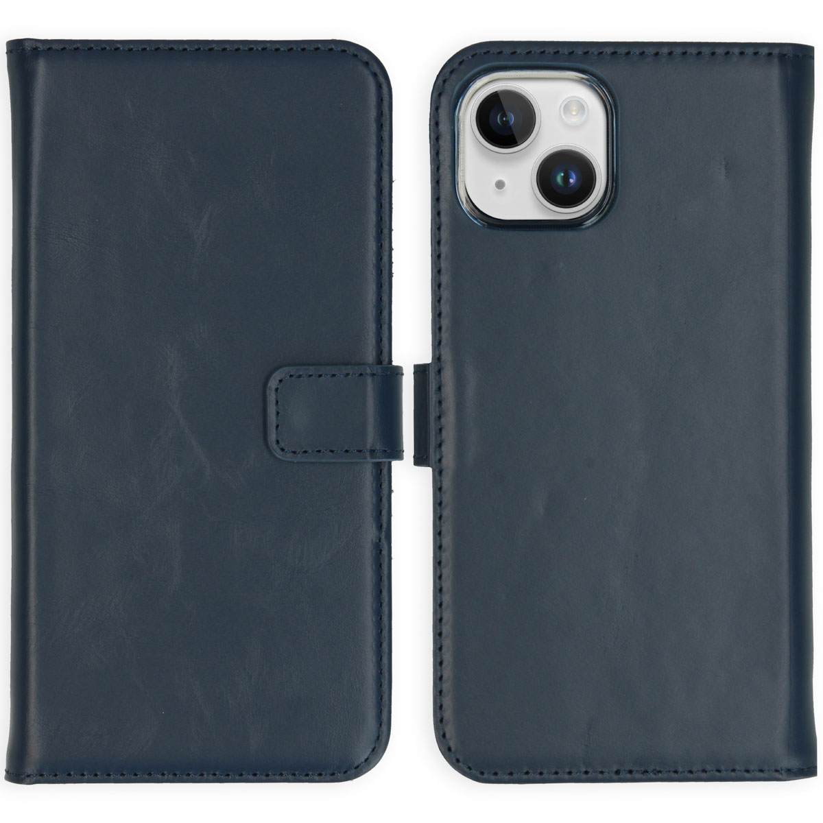 Selencia Echt Leren Bookcase voor de Apple iPhone 15 - Blauw