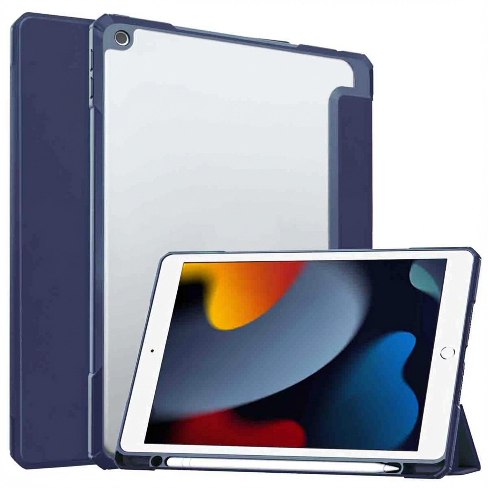 imoshion Trifold Hardcase Bookcase voor de Apple iPad 9 (2021) 10.2 inch / iPad 8 (2020) 10.2 inch / iPad 7 (2019) 10.2 inch - Donkerblauw