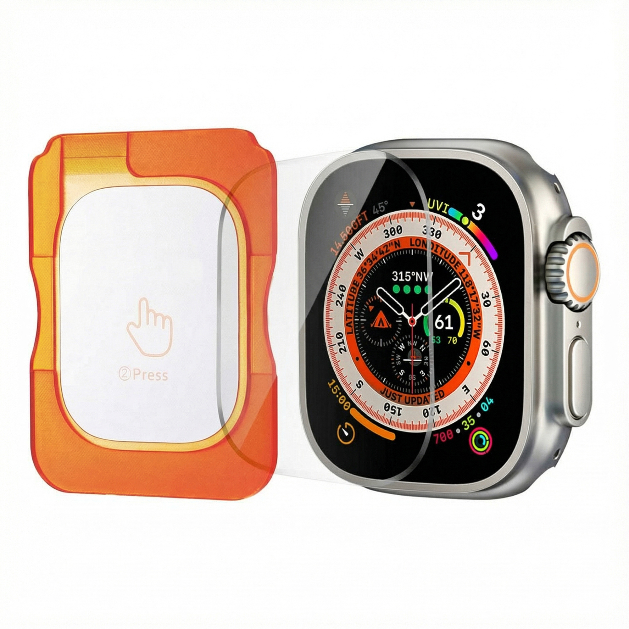 Accezz Gehard glas screenprotector met applicator voor de Apple Watch Ultra 1 / 2 / 3 - 49 mm