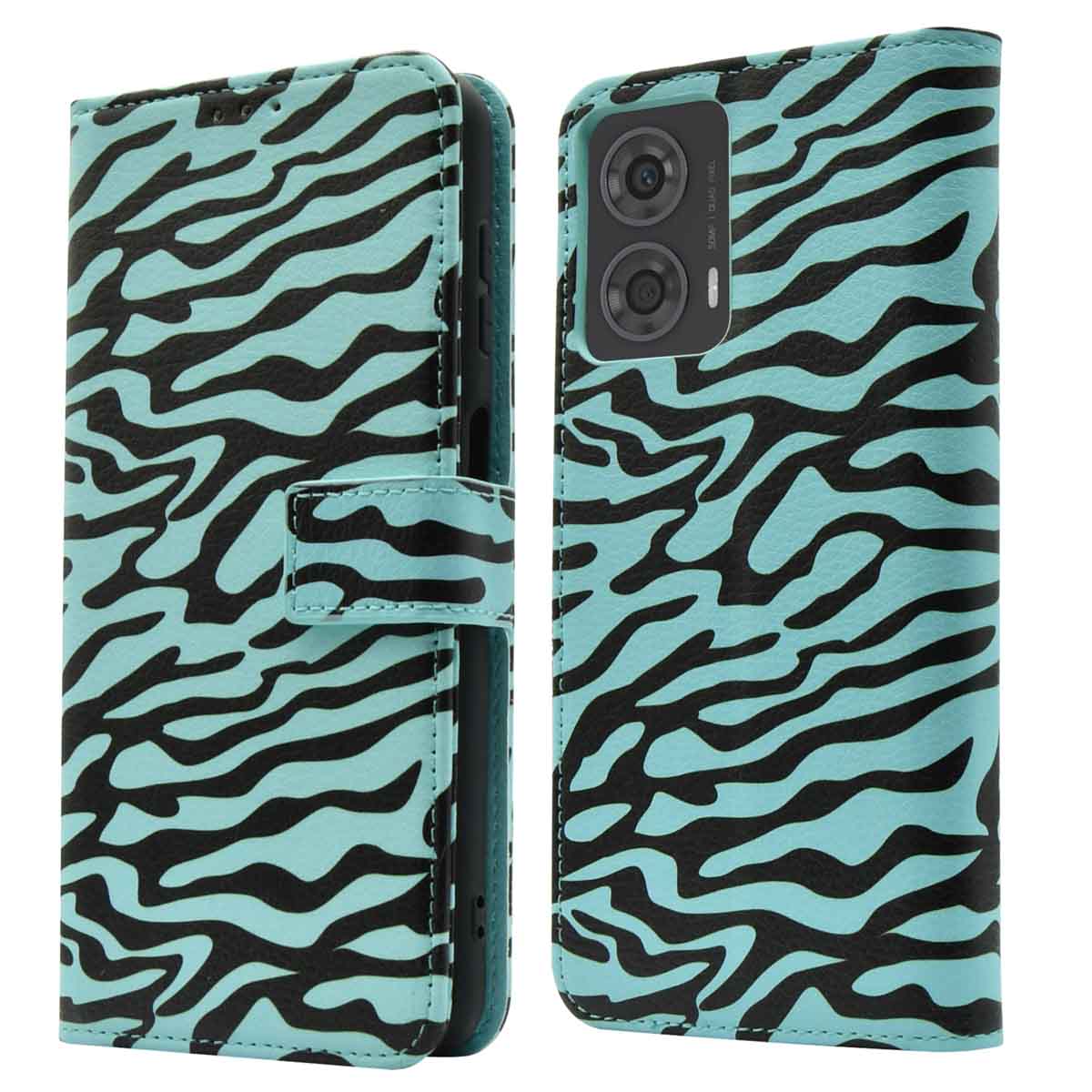 imoshion Design Bookcase voor de Motorola Moto G24 Power - Black Blue Stripes